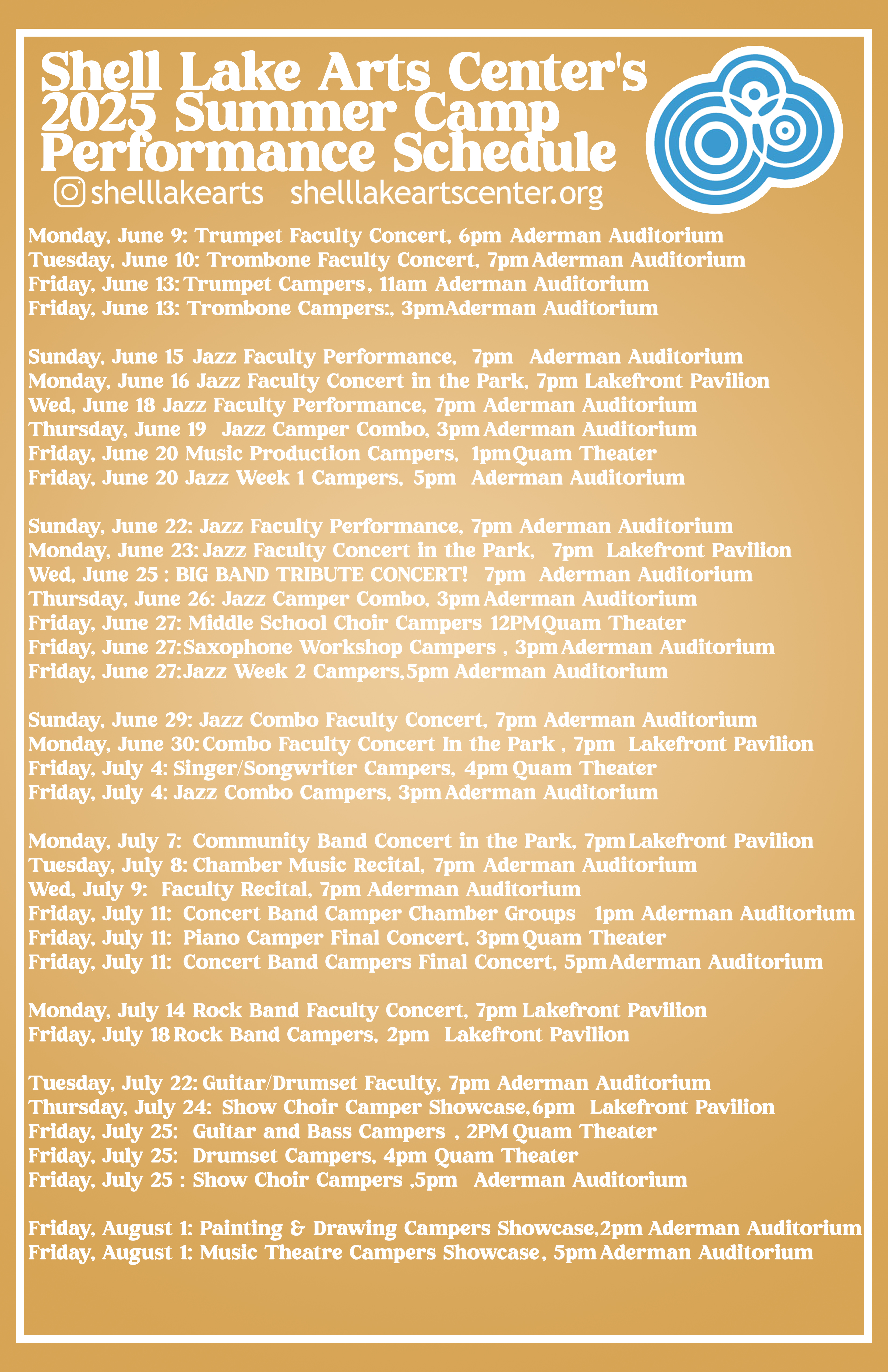 2025 Summer Camp Performance Schedule Announced!